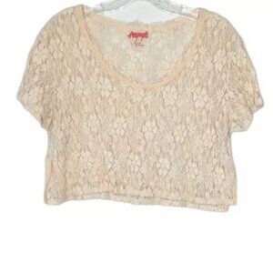 Like New - Free People Stretchy Lace Crop Top (sz S), Cream Colored